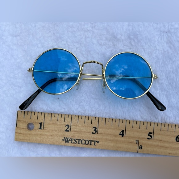 Blue Round Boho Hippie Sunglasses - Picture 8 of 10